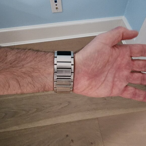 Men's Guess Stainless Steel and Black Leather Watch - Picture 4 of 13